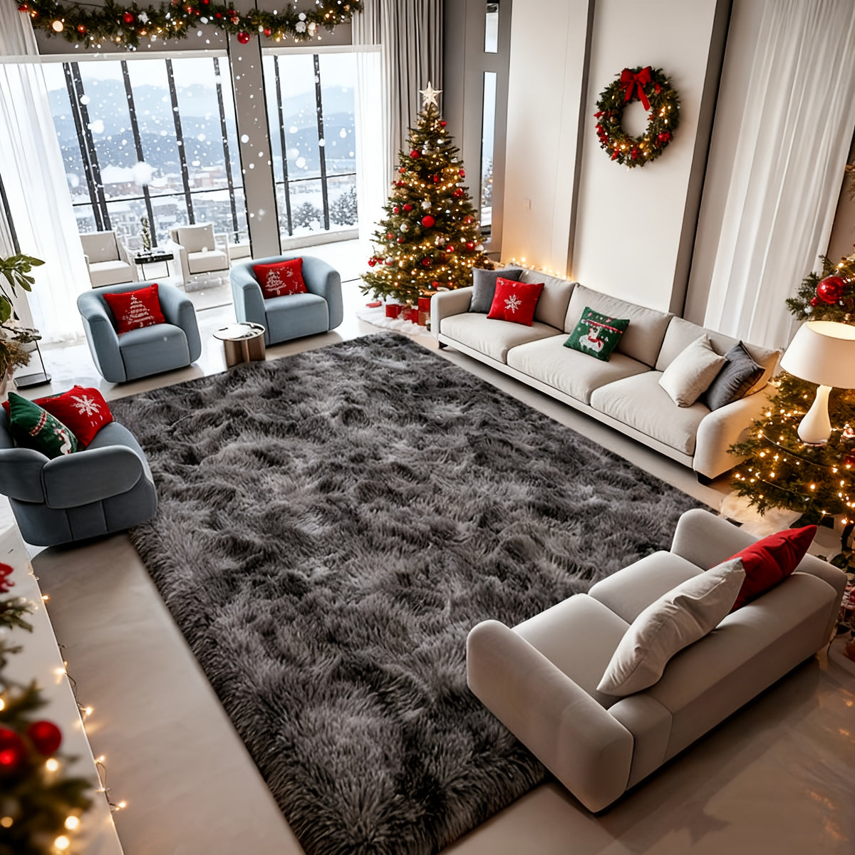 Fluffy Bedroom Carpet Shaggy Fuzzy Grey Soft Rugs for Bedroom Plush Rug Thick Area Rugs for Living Room Cute Room Decor
