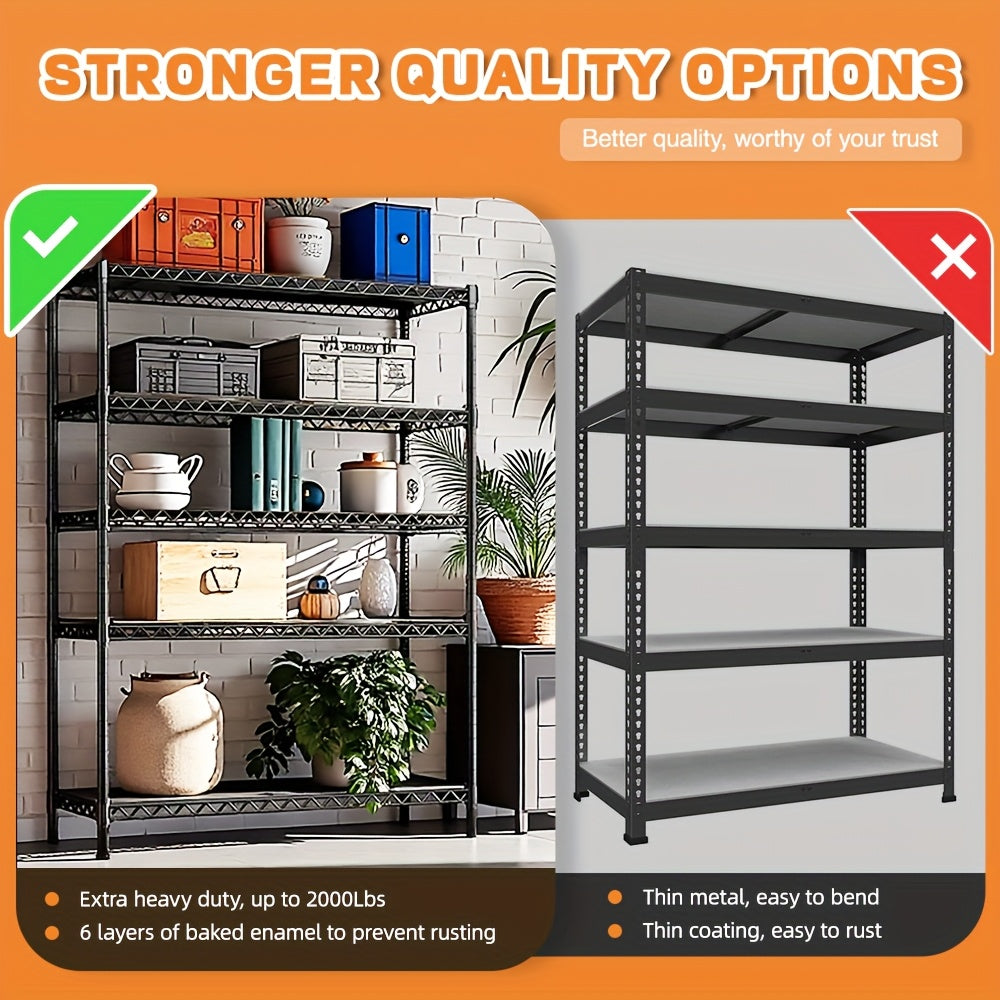 MZG 2000/1600/1000 Lbs 5/4/3 Tier Storage Shelving Steel Heavy Duty Multi-Tier Utility Shelving Unit Steel Organizer Wire Rack For Home, Kitchen, Office, Garage Standing Baker'S Racks, Room Decor Shoe Hat Organizer Bathroom Accessory Dresser Laundry