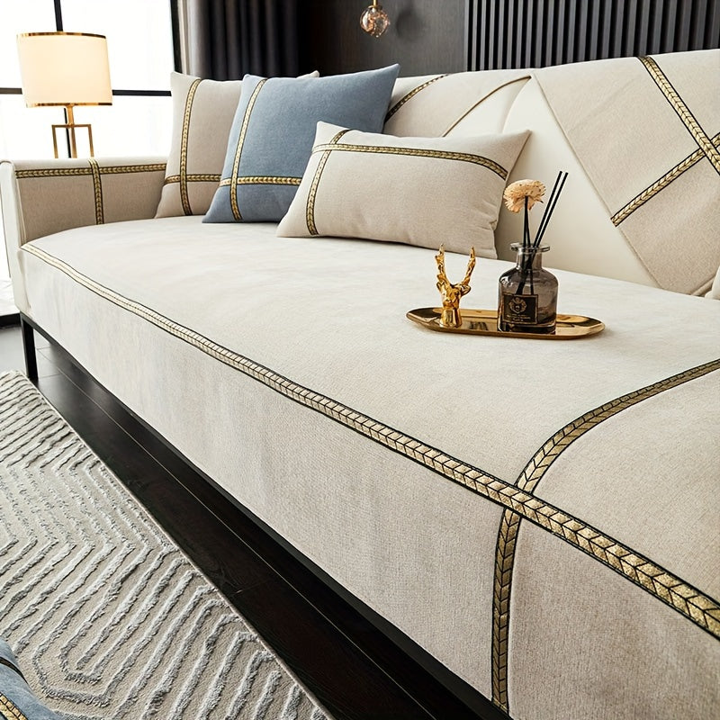1pc of Elegant Sofa Cover, a Pet-Friendly Slipcover, Suitable for All Seasons, Made of Chenille, Designed to Protect Your Furniture in The Bedroom, Office, Or Living Room. (Pillowcases, Backrest, And Armrest Covers Are Sold Separately.)