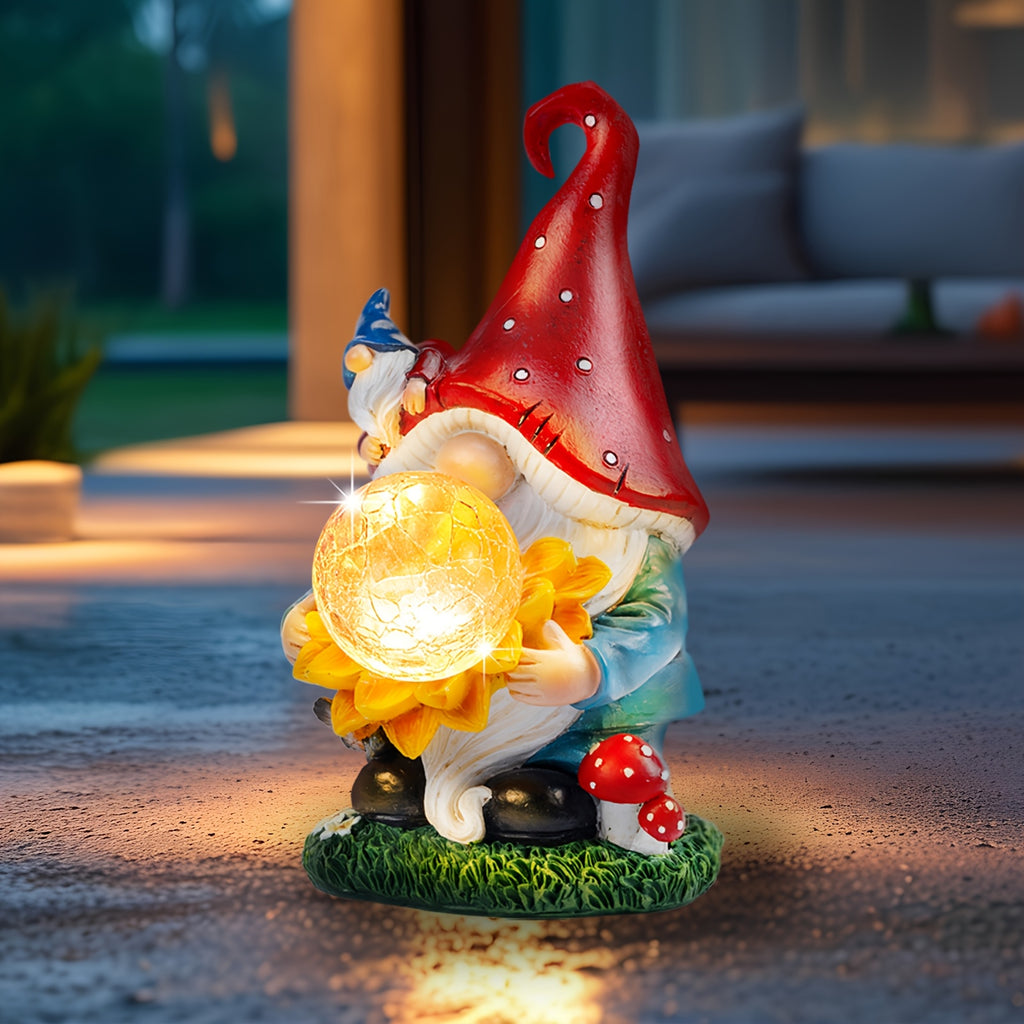 Elf Resin Statue Solar Light, Home Decor Collectible Figurines, Perfect Gift For Mother'S Day, Thanksgiving, Christmas, Perfect For Desks, Decks, Patios, Balconies, Porches, Automatically Lights Up At Night
