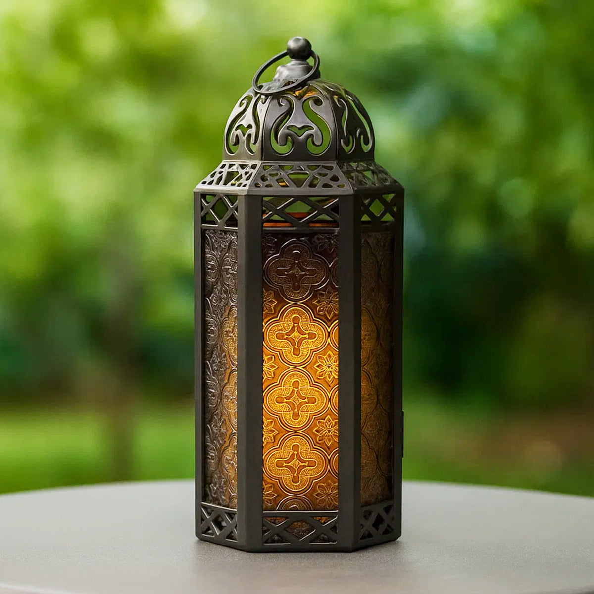 Decorative Moroccan Candle Lantern Holder, Medium, 10.5" Tall