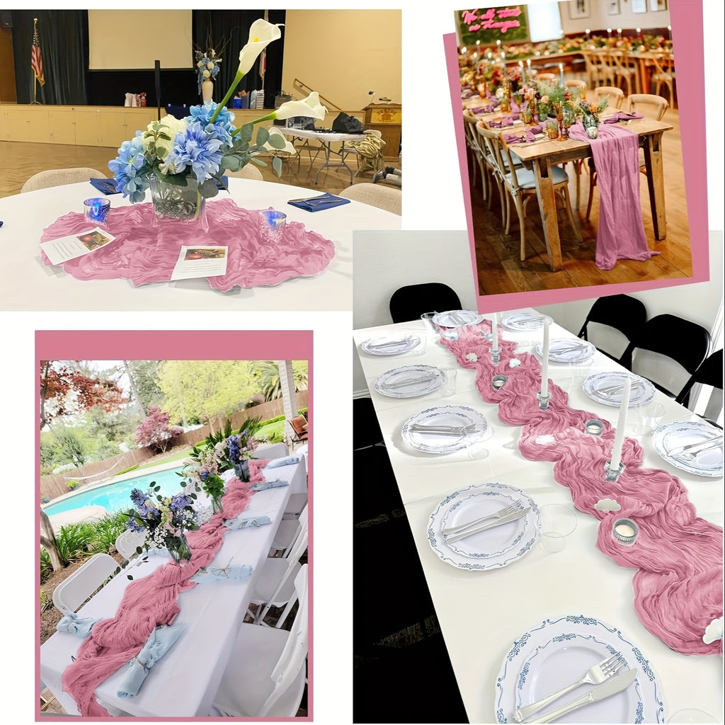 12pcs Cheesecloth Table Runner 10ft Boho Gauze Table Runner 21.3*120Inch Rustic Cheese Cloth Roll Romantic Long Cheesecloth Bulk for Wedding Bridal Shower Birthday Party Decor