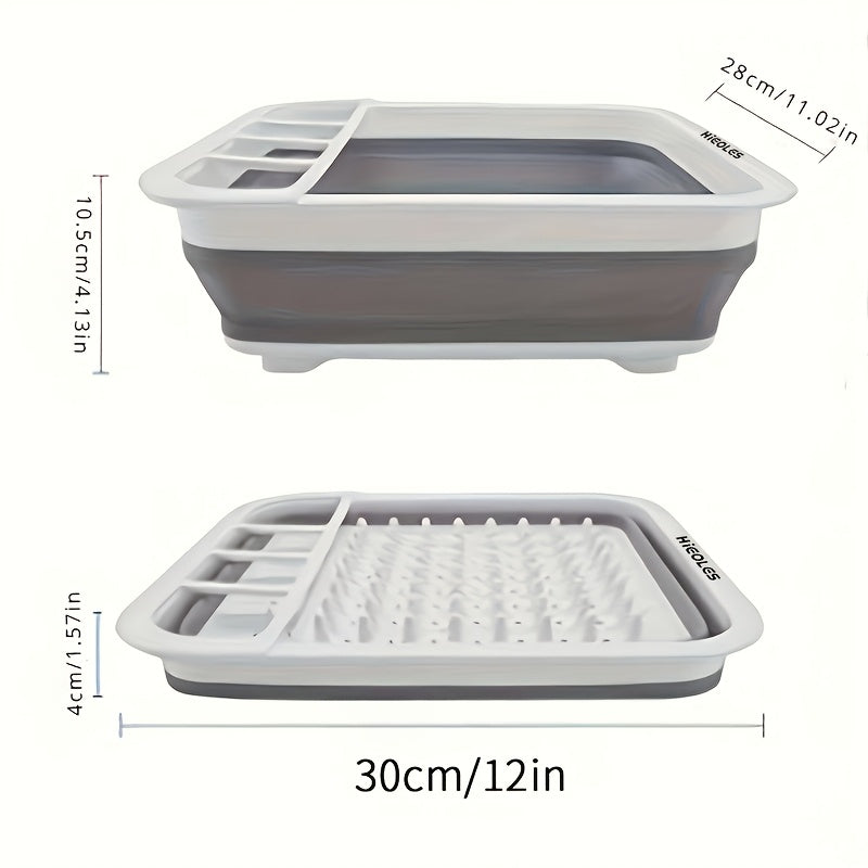 [Space-Saving Dish Drying Rack] Space-Saving Collapsible Bowl And Dish Drying Rack with Utensil Holder | 1 Plastic Plate Rack for Home, RVs, Camping, Travel Trailers And Motorhomes