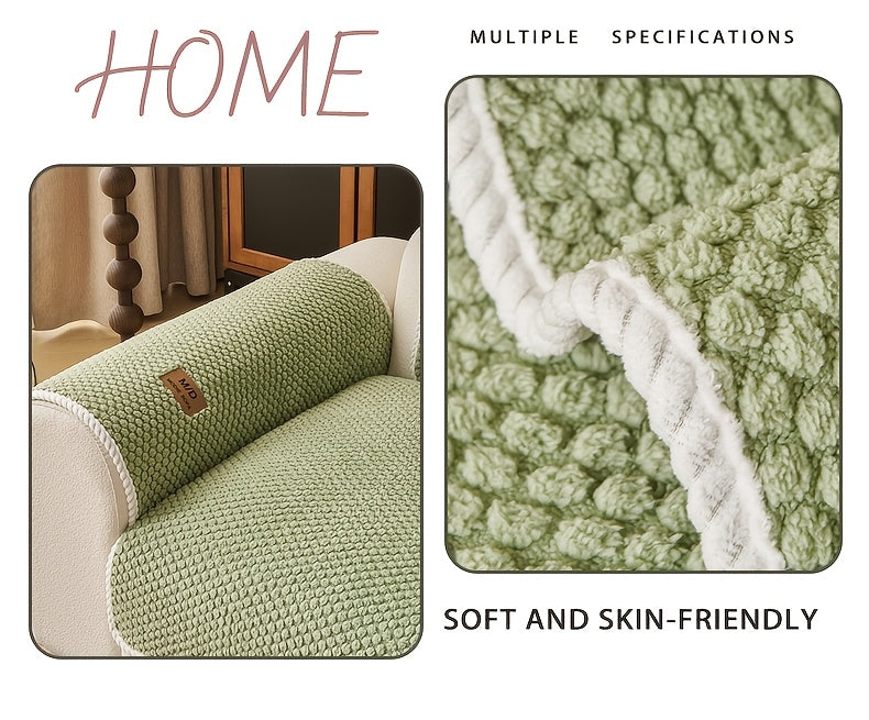 Plush Sofa Cover for Couch, Bohemian Non-Slip Furniture Protector Slipcover with Soft Cushion Pad, Machine Washable Pet-Friendly Couch Cover for Dogs and Cats, Fits Loveseat, 3 Seat and Sectional Sofas