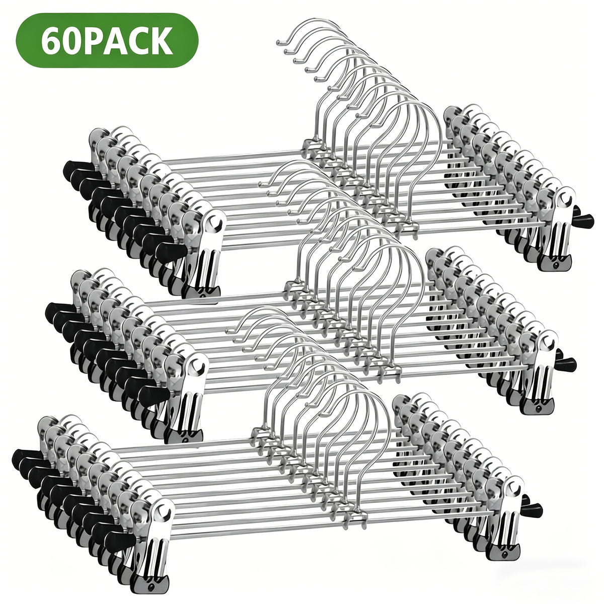 30/60 Adjustable Metal Coat Hangers with Hooks And Clips, Space-Saving Storage Solution for Wardrobes, Ideal for Bedrooms, Dorms, And Home Use, Perfect for Storing Women's Jeans, Skirts, And Leggings