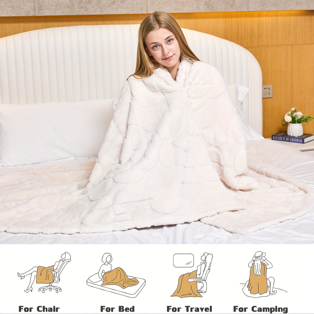 3D Geometric Patterns Blanket, Soft Cozy Fluffy Warm Hand Made Throw Blankets for Couch, Sofa, Chair, Bed, Camping, Picnic, Travel Lightweight Bed Blanket.