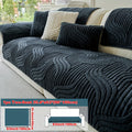 Wave-Textured Plush Sofa Cover, Single-Piece Non-Slip Polyester Couch Protector with Separate Armrest and Pillowcase Options for Pet-Friendly Living Rooms