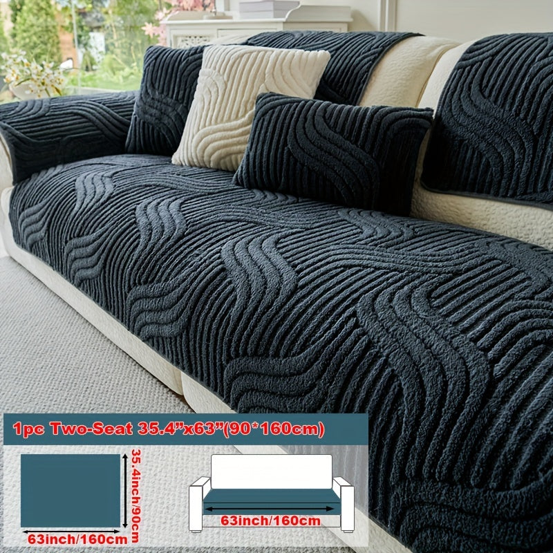1pc of Plush, Non-Slip Sofa Cover That Is Modern And Luxurious, Pet-Friendly, Breathable, And Stylish for Home Decoration. It Is Appropriate for The Living Room, Bedroom, Or Office, Made from Polyester Fabric, Machine Washable, And Without Any Print