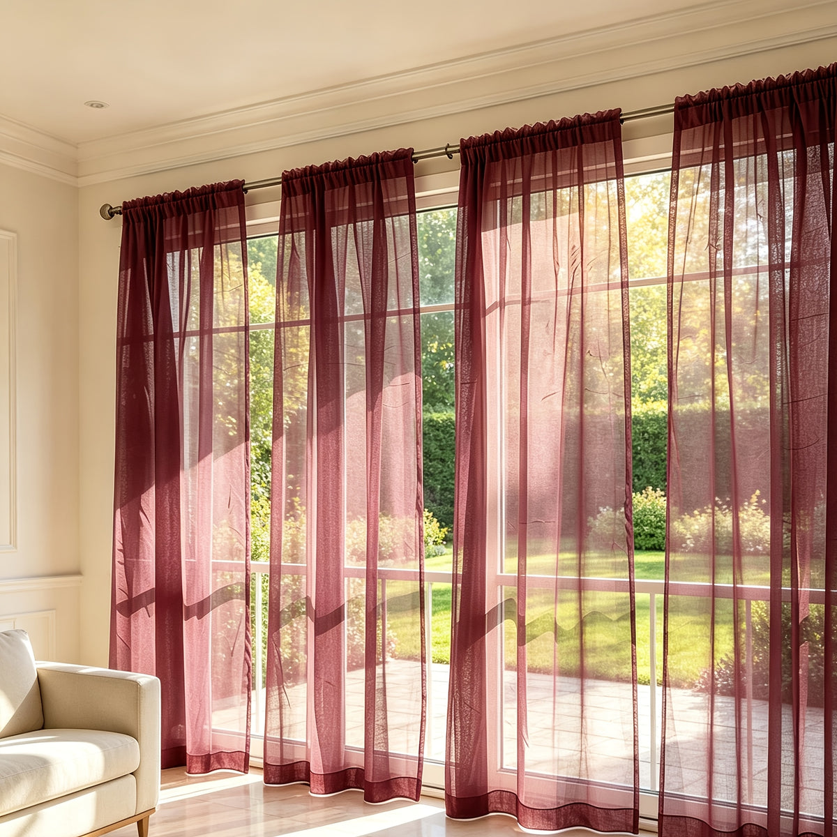 4pcs Set Of Transparent Gauze Curtains, Hanging From The Top Through A Pole, Natural Filtering, Dreamy And Hazy, Beautifying The Room Decoration Windows, Suitable for Living Rooms, Bedrooms, Study Rooms, Dining Rooms, Balconies, Dressing Rooms