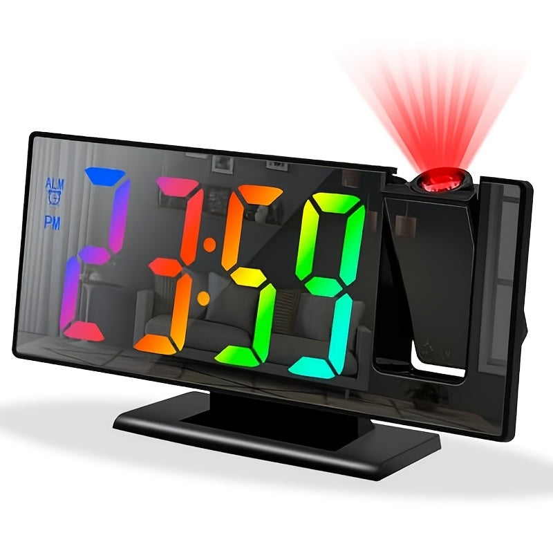 Multi-function Digital Projection Alarm Clock - 180° Rotation, Temperature Display, Adjustable Brightness, Night Mode, Snooze Function - USB Powered LED Clock for Bedroom And Living Room Decoration