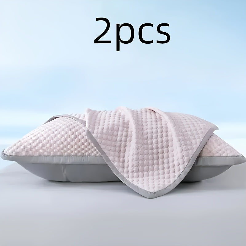 Cooling Pillowcases with 3D Bubble Texture, 2-Pack Machine-Washable Pillow Covers in Blue, Pink or Grey, 18.9 x 29.13 Inches for Summer Bedroom Bedding