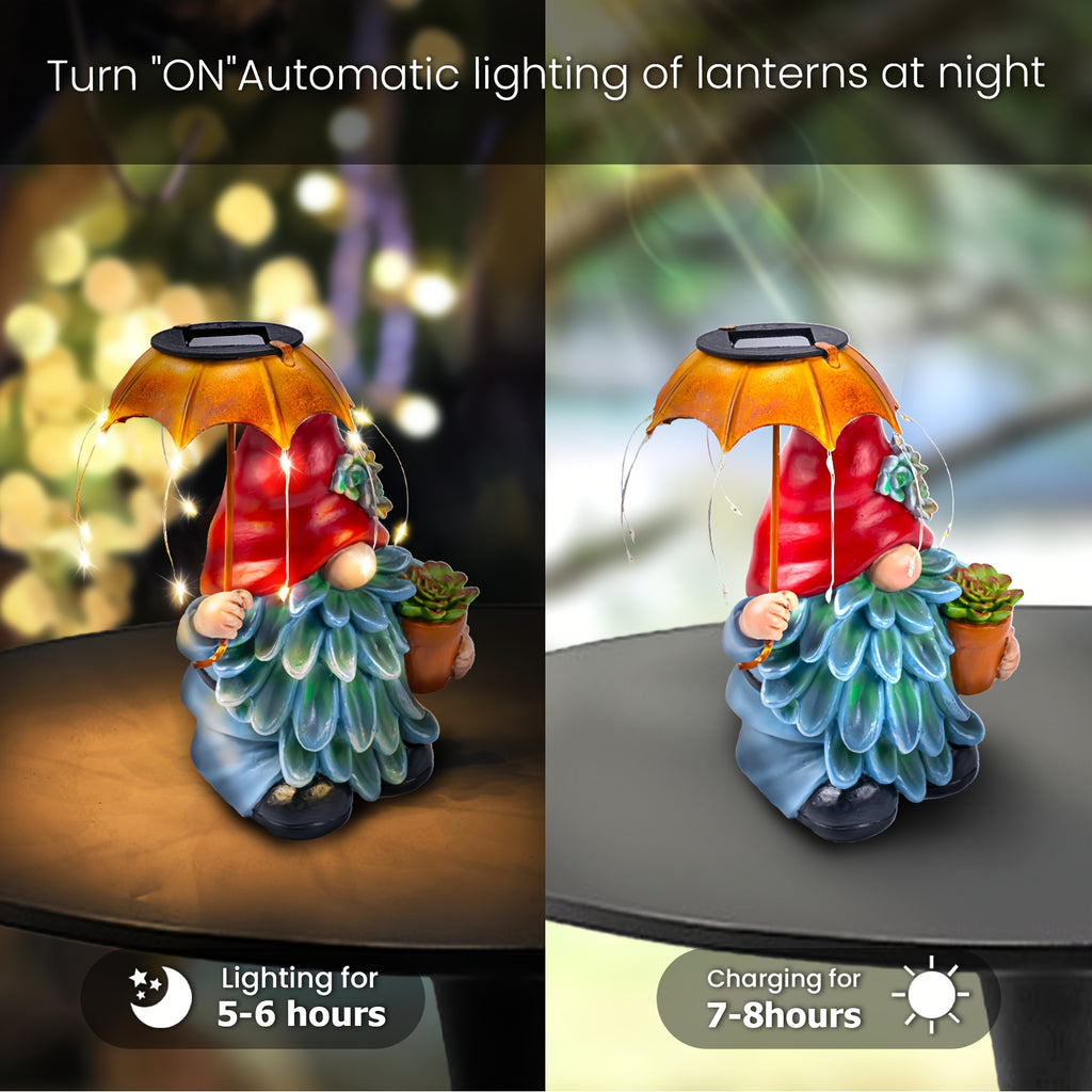 Elf Resin Statue Solar Light, Home Decor Collectible Figurines, Perfect Gift For Mother'S Day, Thanksgiving, Christmas, Perfect For Desks, Decks, Patios, Balconies, Porches, Automatically Lights Up At Night