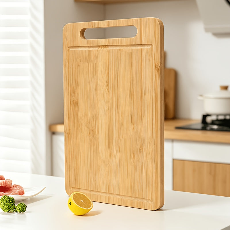 Bamboo Cutting Board - Double-sided Cutting Board, Vertical Kitchen Cutting Board, Kitchen Small Tool, 1/3pcs Set With Juice Trough, Suitable For Cutting Meat, Vegetables, Bread And Wooden Cutting Board