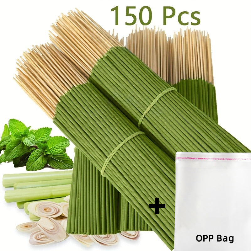 65/150pcs Extended Citronella Oil Lemon Grass Sticks - 45-Minute Burn Time, Artificial Wood Summer Scent for Home, Camping, Patio, Pool & Outdoor Activities - Air Purifying Relax, Holiday Decor (Halloween/ Christmas/ Easter/ Thanksgiving)