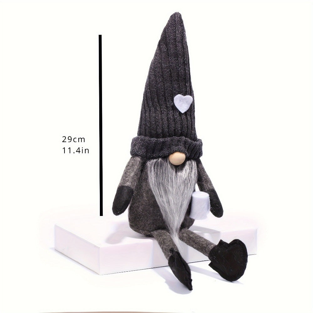 Decorative Gnome Dolls Set of 2, Cozy Shelf and Table Accents in Black, Khaki or Red for Living Room, Office and Holiday Gift Displays