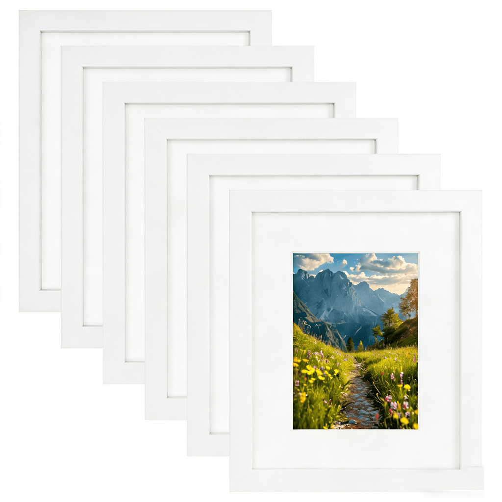 6 Packs 6x8/8x10/9x12/11x14/16x20 Picture Frames Set, Engineered Wood Gallery Wall Frame Set with Plexiglass - Wall Mounting or Tabletop Display