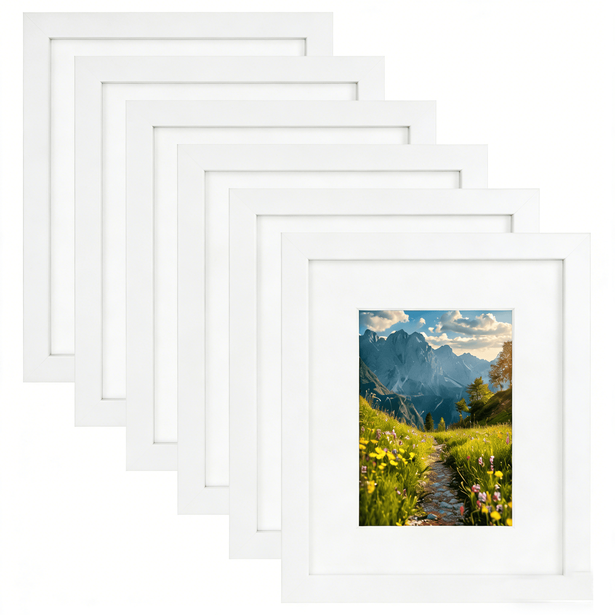 6 Packs 6x8/8x10/9x12/11x14/16x20 Picture Frames Set, Engineered Wood Gallery Wall Frame Set with Plexiglass - Wall Mounting or Tabletop Display