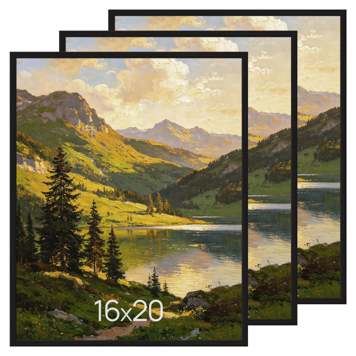 16x20 Picture Frame Black 3 Pack, Scratch-Proof Poster Frames for Photo Gallery - Slide-In Strips, Horizontal Or Vertical Wall Mounting, Suitable for Photos, Posters, Mother's Day Gift