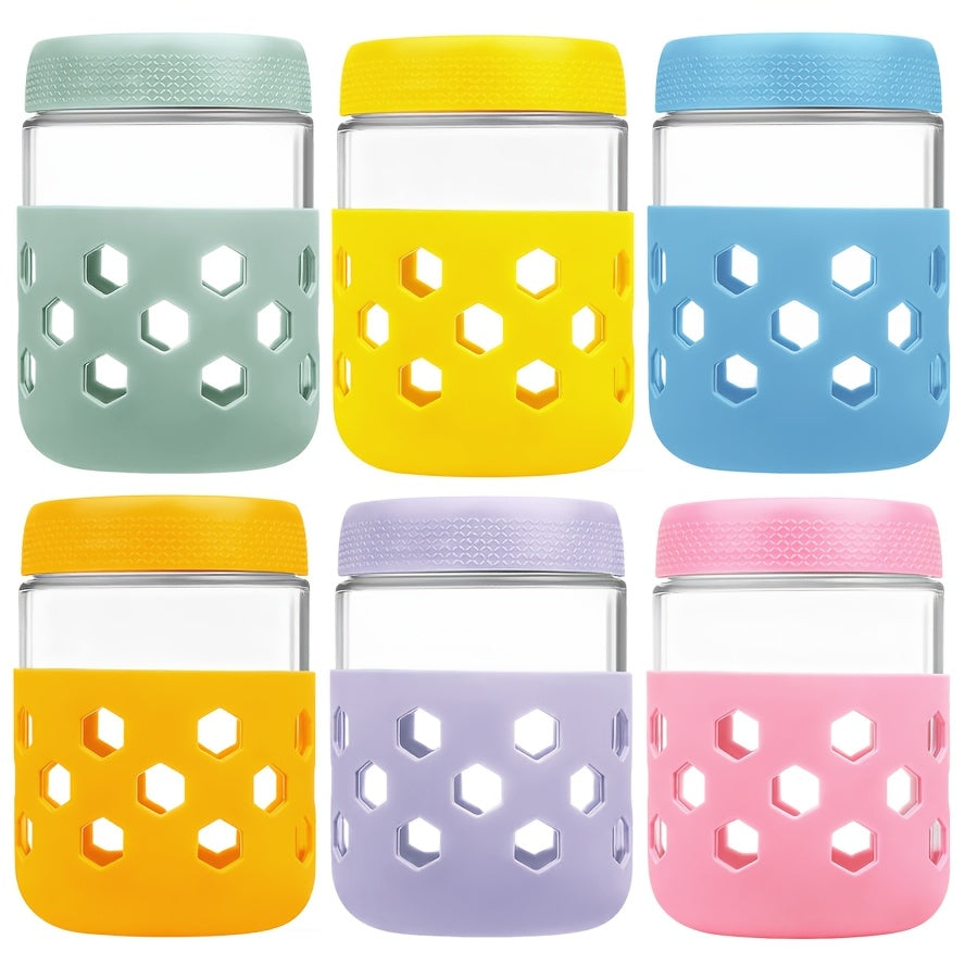 6-pack 16oz Overnight Oats Containers with Lids, Glass Jars with Airtight Lids, Wide Mouth Mason Salad Jars, Glass Food Storage Containers for Snacks Yogurt Spice Sugar