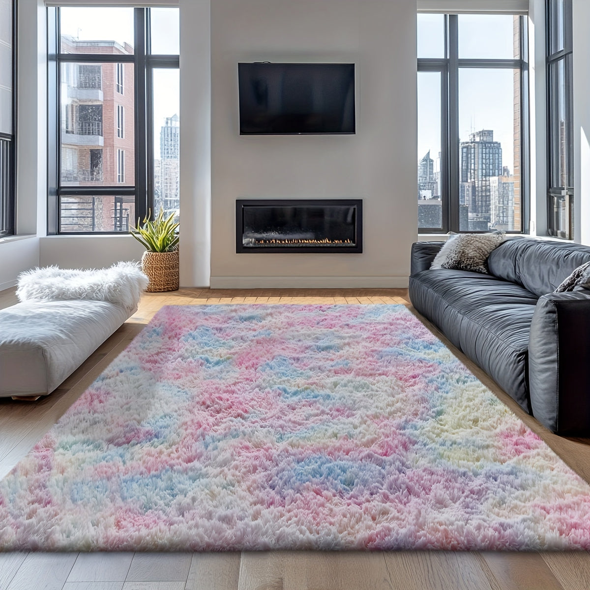 Rugs for Living Room, Super Soft Fluffy Shaggy Area Rugs for Bedroom, Cozy Floor Mats, Plush Indoor Carpet for Kitchen, Faux Rug for Room, Home Decor, Housewarming Gift, Door Mat