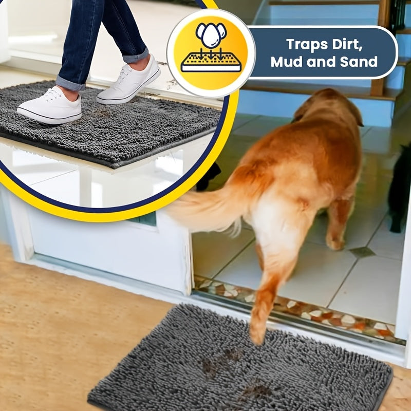 Super Absorbent Microfiber Dog Door Mat for Muddy Paws, Non-Slip Washable Pet Rug, Quick Dry Chenille Entryway Carpet, Indoor Outdoor Carpet, Outside Rug, Outside Rugs, Machine Washable Indoor Outdoor Mat