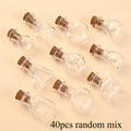 Mini Glass Bottles with Cork Stoppers, 40 Piece Random Assorted Shapes for DIY Wishing Bottle Ornaments, Bead Storage, Wedding Favors and Holiday Crafts