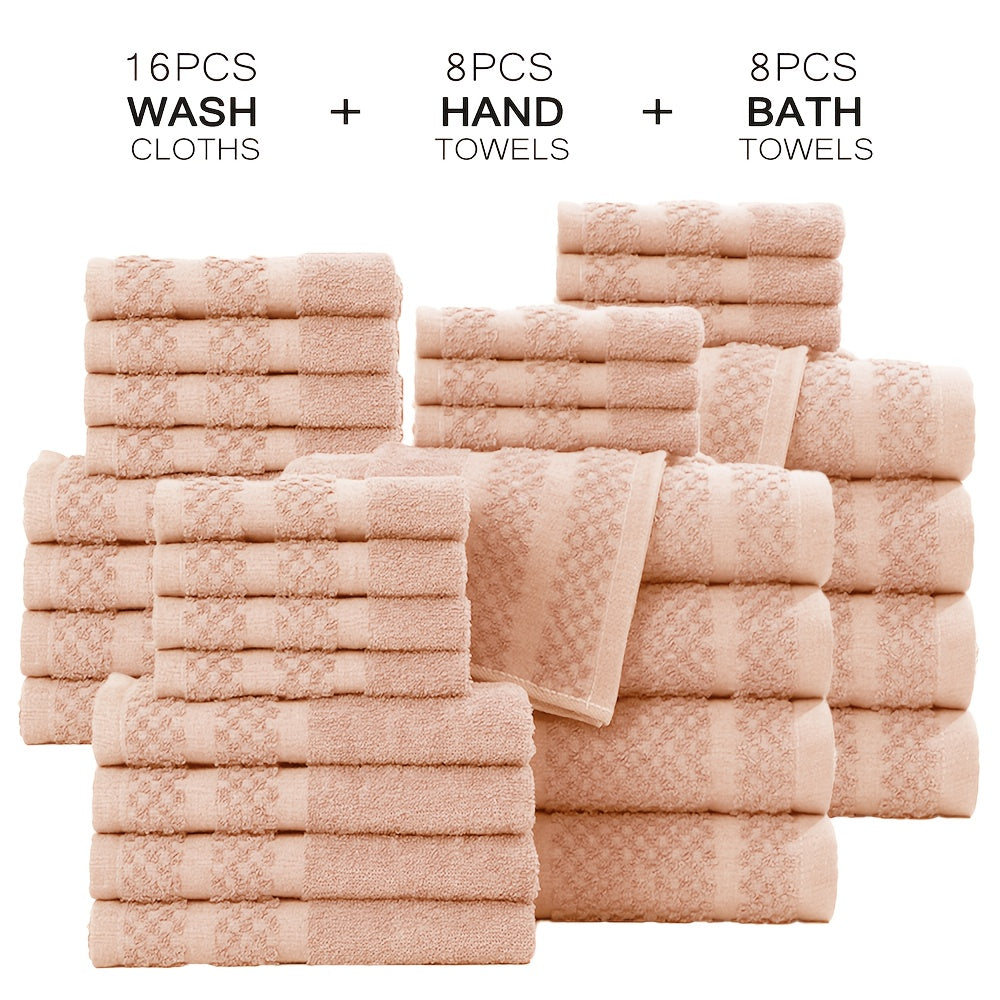 32pcs/16pcs/10pcs Bath Towel Set, 4pcs Bath Towels&2pcs Hand Towels&4pcs Washcloths, Solid Color, Cotton Towel, Absorbent, Quick-drying, Soft And Comfortable, Bathroom Supplies, Towels for Bathroom, Shower And Hotel