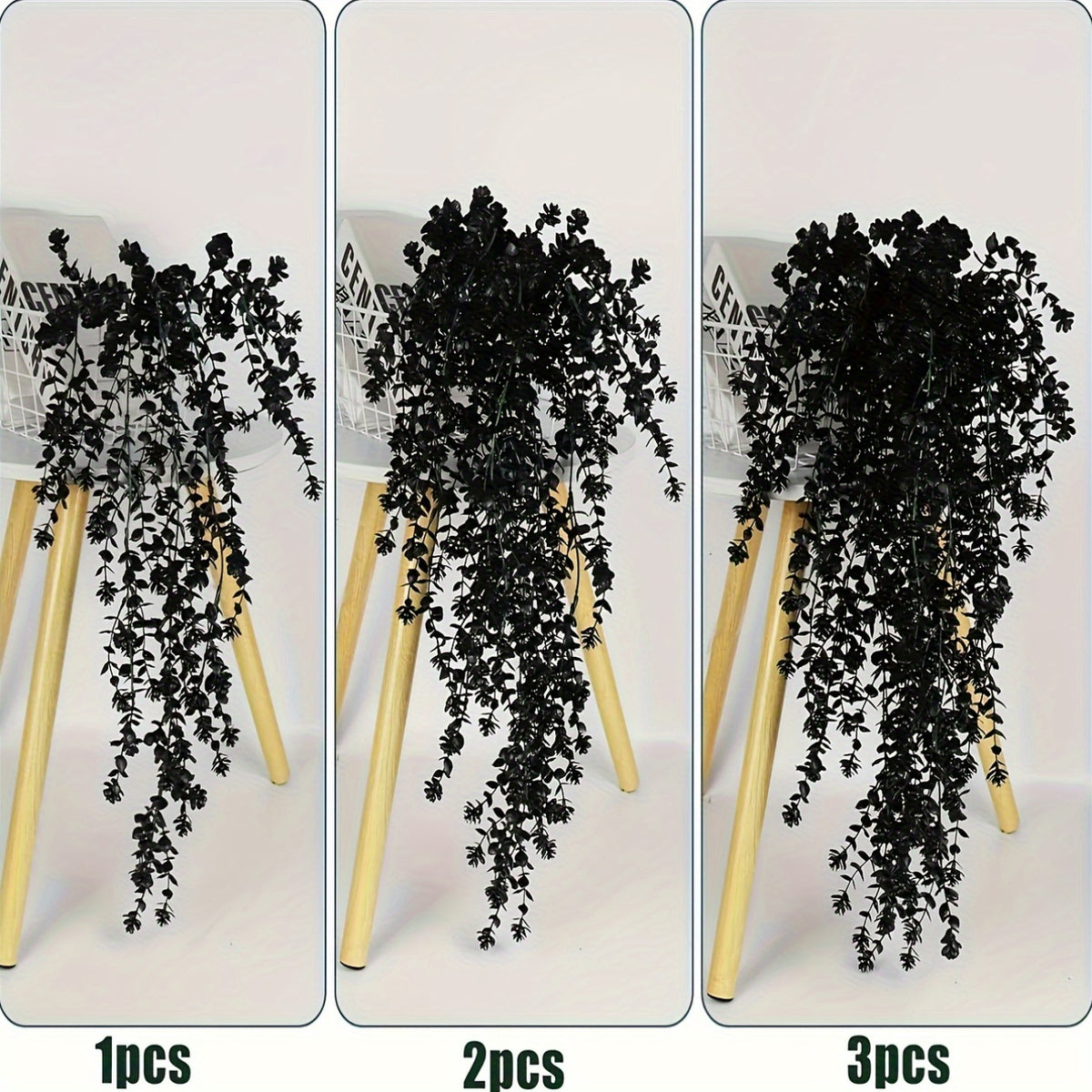 2/4pcs UV Resistant Black Artificial Hanging Flowers - Rich Artificial Greenery Vines for Indoor/Outdoor Decorations, Perfect for Halloween, Weddings And Fall Celebrations, Home Fall Decorations