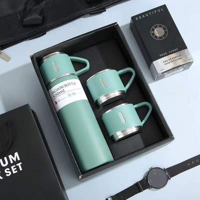 16.9 Oz/ 500Ml Insulated Stainless Steel Vacuum Bottle Set - Keeps Drinks Hot Or Cold for Hours, Perfect for Commuters, Office Workers, Students, And Outdoor Enthusiasts - Durable, Leak Proof, And Easy to Clean