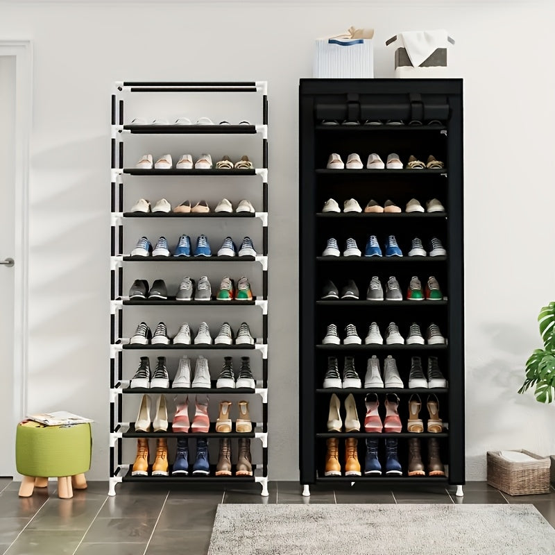6/10 Tier Portable Shoe Rack Organizer with Nonwoven Fabric Cover, Ideal for Closet, Hallway, Bedroom, And Entryway, Stylish Grey Design