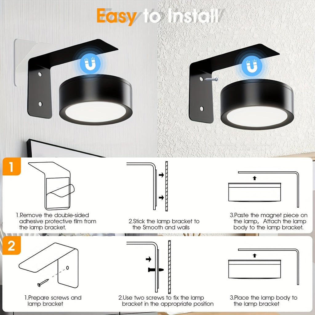 3/6pcs Battery- Magnetic Picture Lights with Remote, Dimmable Timer & 3 Lighting Modes Suitable for Picture Frame Paintings, Wireless Wall-Mounted Puck Lights for Art Display, Plug-and-Play for Gallery Decor (No Wiring)