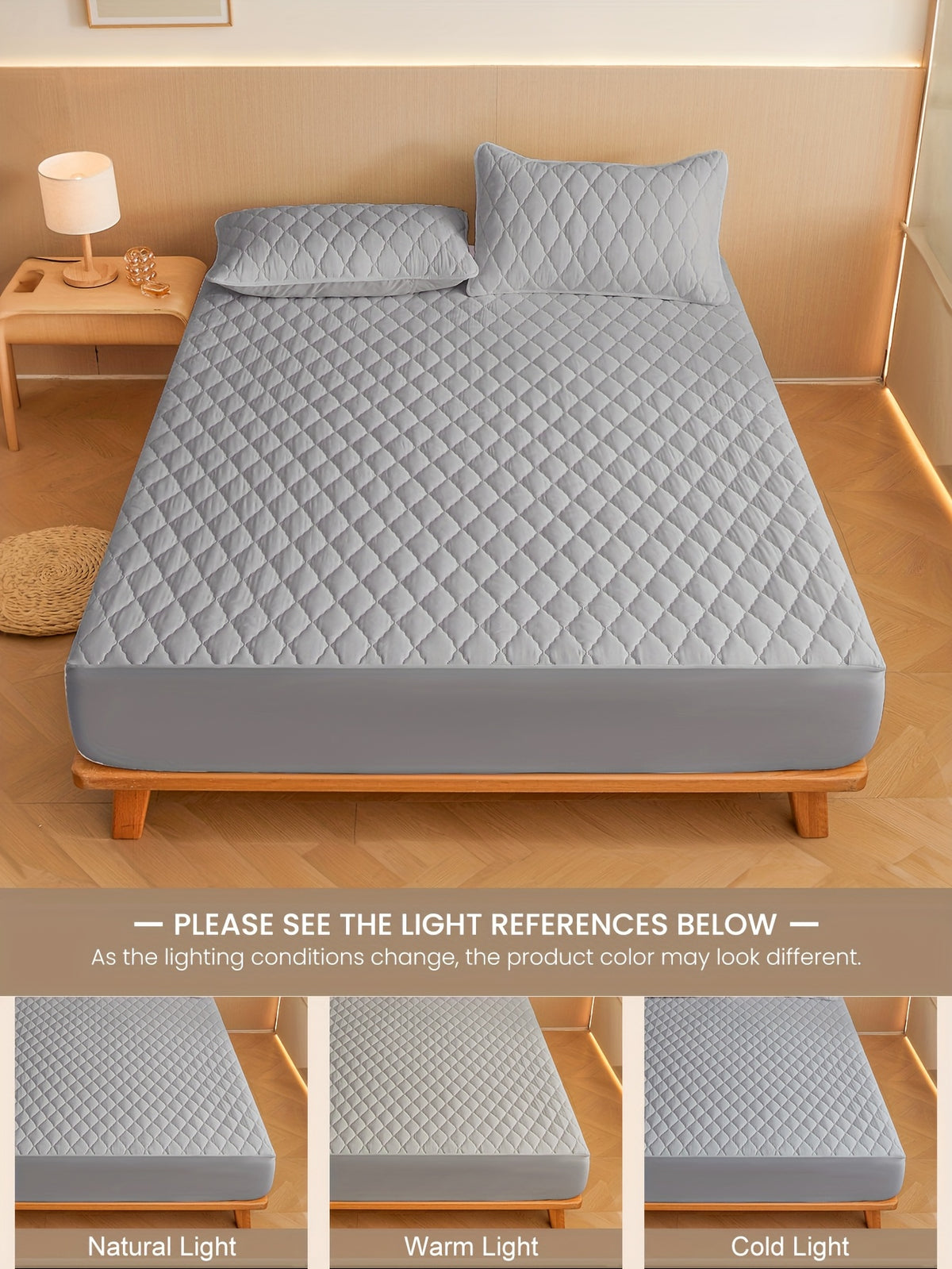 Embossed Mattress Protector with 12 Inch Pocket, Solid Color Fitted Bed Cover in Twin Full Queen and King Sizes, Seven Colors, No Pillowcases