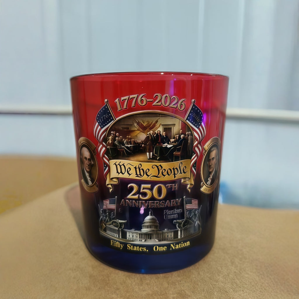 250th Anniversary Edition Whiskey Glasses, Set Of 2, 10 Ounces. Oval-shaped, Reusable, Multifunctional, Perfect for Celebrations. An Excellent Gift for The Elderly, Friends, And Partners