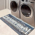 Laundry Room Runner Mat with Laundry-Themed Phrases, Machine Washable Non-Slip Floor Rug for Washer and Dryer Areas in Three Sizes