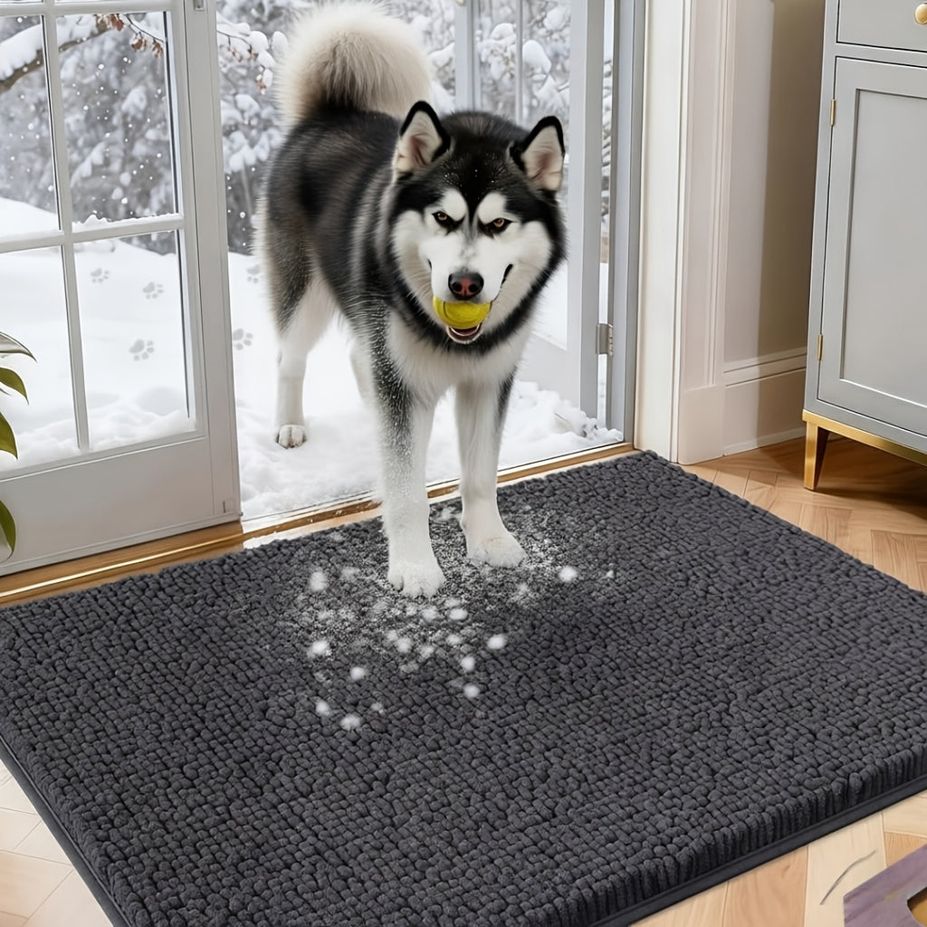 Super Absorbent Microfiber Dog Door Mat for Muddy Paws, Non-Slip Washable Pet Rug, Quick Dry Chenille Entryway Carpet, Indoor Outdoor Carpet, Outside Rug, Outside Rugs, Machine Washable Indoor Outdoor Mat