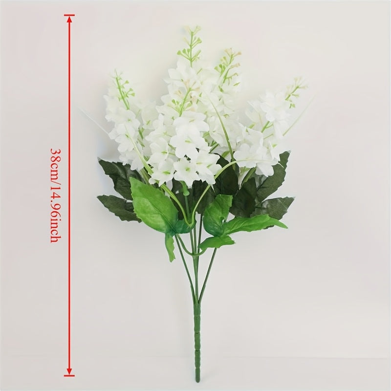35pcs Realistic White Hyacinth Artificial Flower Bouquet - Fade-Resistant & Maintenance-Free Plastic Faux Flowers Suitable for Indoor/Outdoor Weddings, Gardens, Offices - Elegant Low-Maintenance Wedding & Housewarming Gift (No Container)