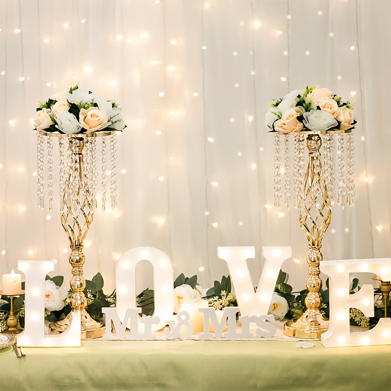 2pcs Metal Flower Vases Crystal Flower Stand Wedding Centerpieces for Tables Party Dinner Event Restaurant Hotel Decoration, New Year Decoration