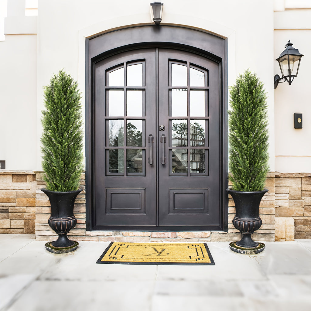 2 Pack Modern Cedar Topiary Trees | UV-Resistant & Low Maintenance Faux Greenery For Outdoor & Indoor | Decor For Patio, Garden, Office