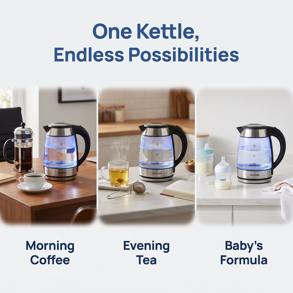 Electric Tea Kettle, Cordless Water Boiler & Heater with Fast Boiling 1000W, Auto Shut-Off & Boil-Dry Protection, 1.9 Liter Clear Glass, Suitable for Tea, Soup, Instant Noodles, Boiling Water Heater