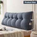 Headboard Reading Pillow, Triangular Teddy Velvet Backrest Cushion with Side Pocket and Removable Washable Cover for Twin, Queen and King Beds