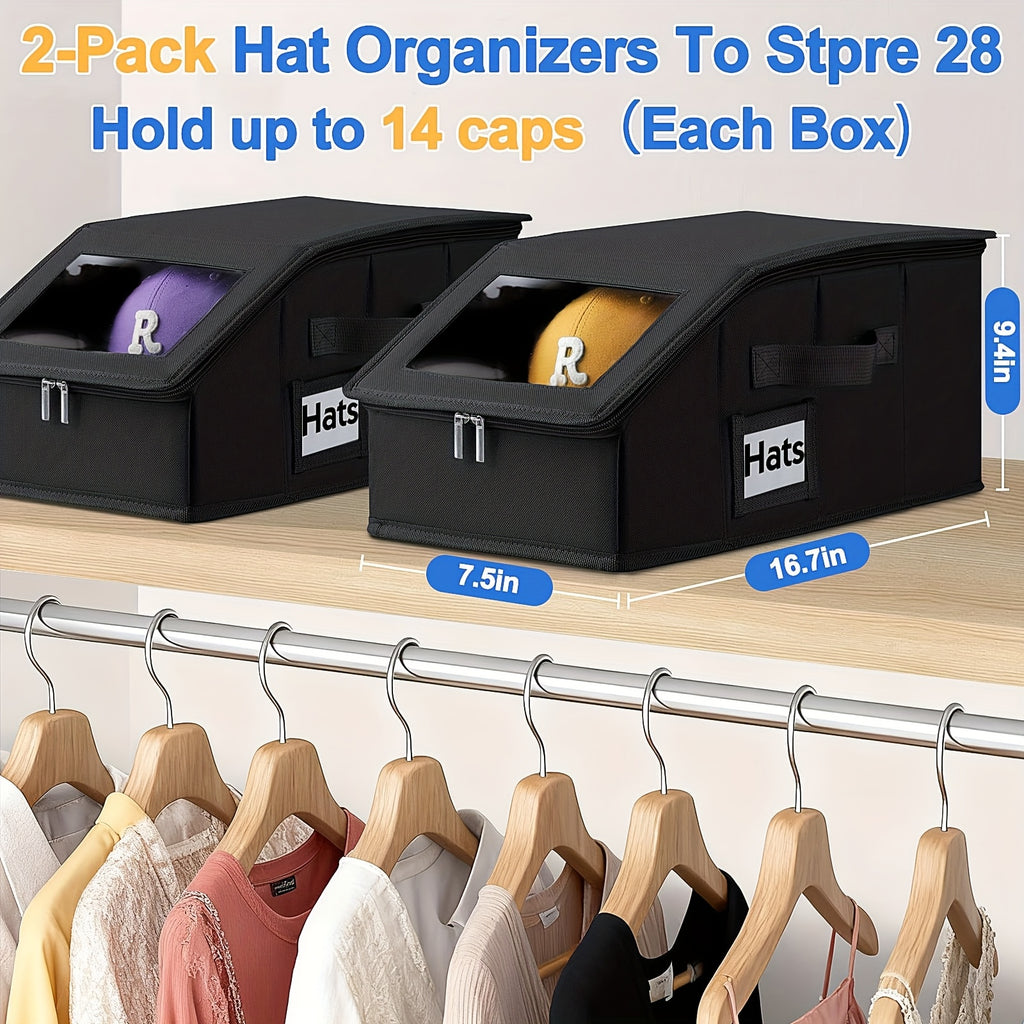 Stackable Hat Storage For Baseball Caps, 1pc/ 2pcs Hat Storage Boxes For Closet, Holds Up To 30 Caps With Cardboard, Hat Organizer For Women & Men