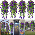 Outdoor Artificial Hanging Flowers with Eucalyptus Greenery, UV-Resistant Cascading Floral Decor for Porch, Patio, Garden and Wedding Displays