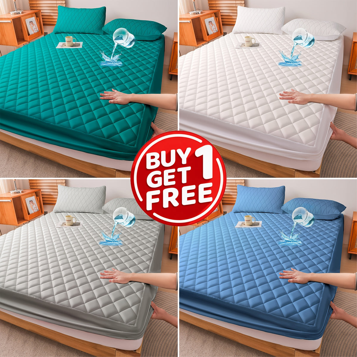Buy One, Get One Free, 2pcs (Any One Color + Another Random Color) Non-Slip Mattress Protector, Luxury Bed Cover With Deep Pocket, Bed Bug Mattress Protector, Queen And King Sizes, Suitable For Hotel, Dorm Essentials, Father'S Day Gift For Family An