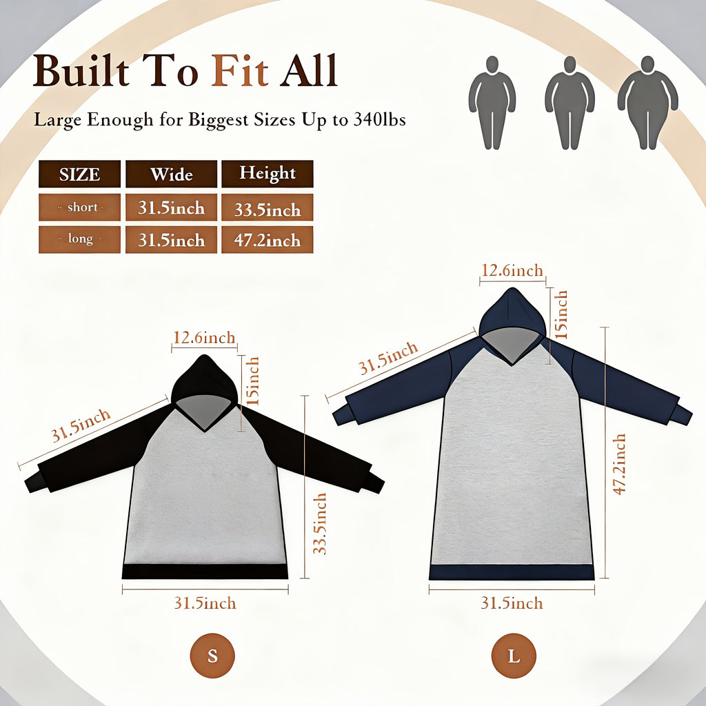 1pc Thick Warm Hoodie Flannel Extra Long Wearable Blanket for Women And Men, Oversized Blanket Sweatshirt Super Soft And Warm And Comfortable Winter Giant Adult Wearable Blanket Hoodie with Pockets