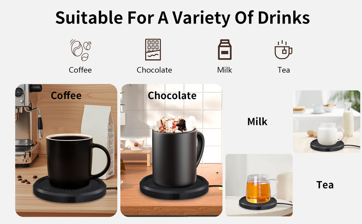LALAYUAN Electric Mug Warmer, Fast Heating Coffee Cup Warmer with Temperature Control, 110V US Plug, Plug Powered Beverage Heater, with Desk, for Coffee Lovers, Coffee, Milk, Tea, Candle Wax Gift
