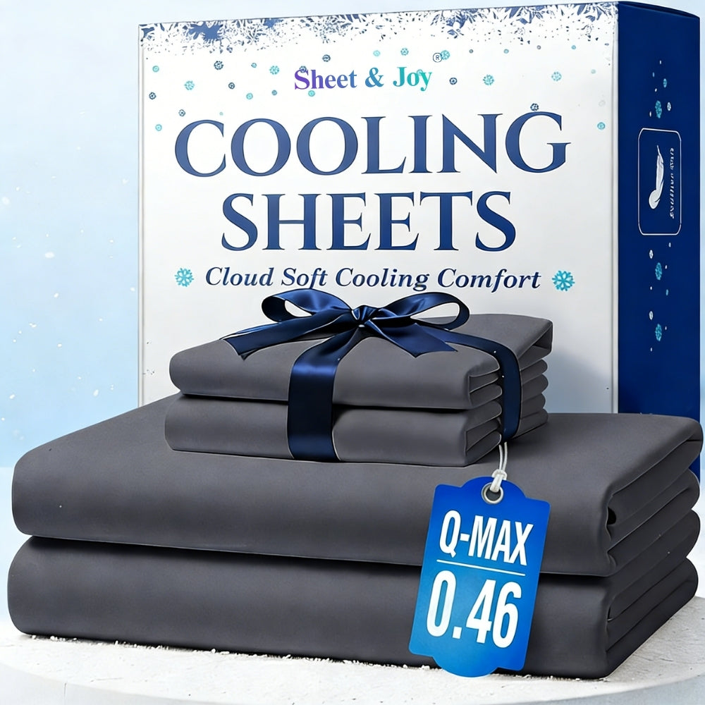 Set of 4 Cooling Bamboo Bed Sheets, 3000 TC Extra Deep Pocket 20 Inch Sheets, Luxurious Soft Hotel & Cooling Sheets for Warm Sleepers, Wrinkle & Shrink Resistant, Includes Fitted Sheet, Flat Sheet, And Pillowcases, Available in Twin, Full, Queen