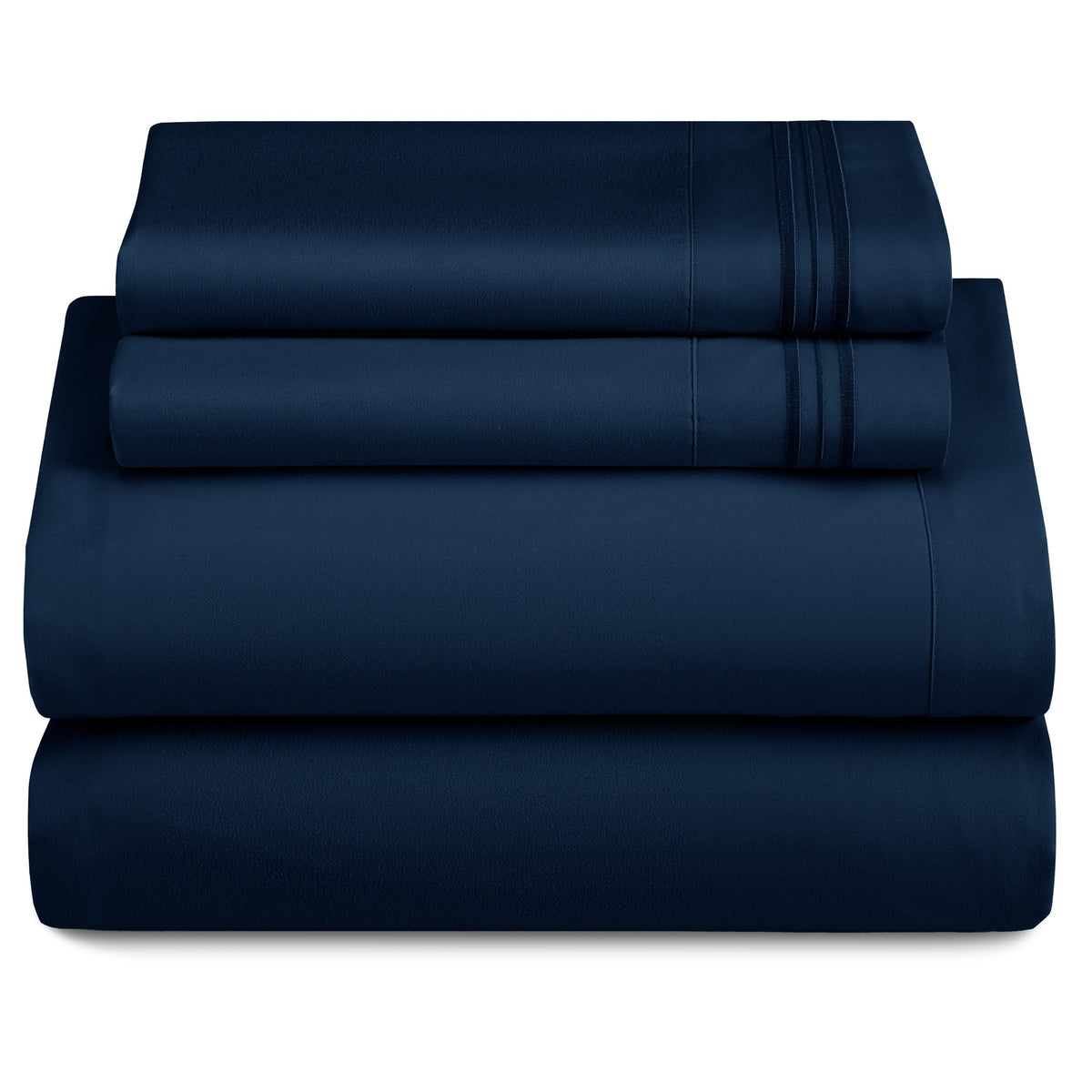 Lux Decor 4 Pieces Solid Bedsheets - 1800 Series Stylish Comfy Bedding Sheet Set - Hotel Luxury Skin Friendly Cooling Sheets & Embroidered Pillowcases Without Filler - Classic Collection With 16 Inches Deep Pocket Room decor - Shrinkage & Fade Resistant