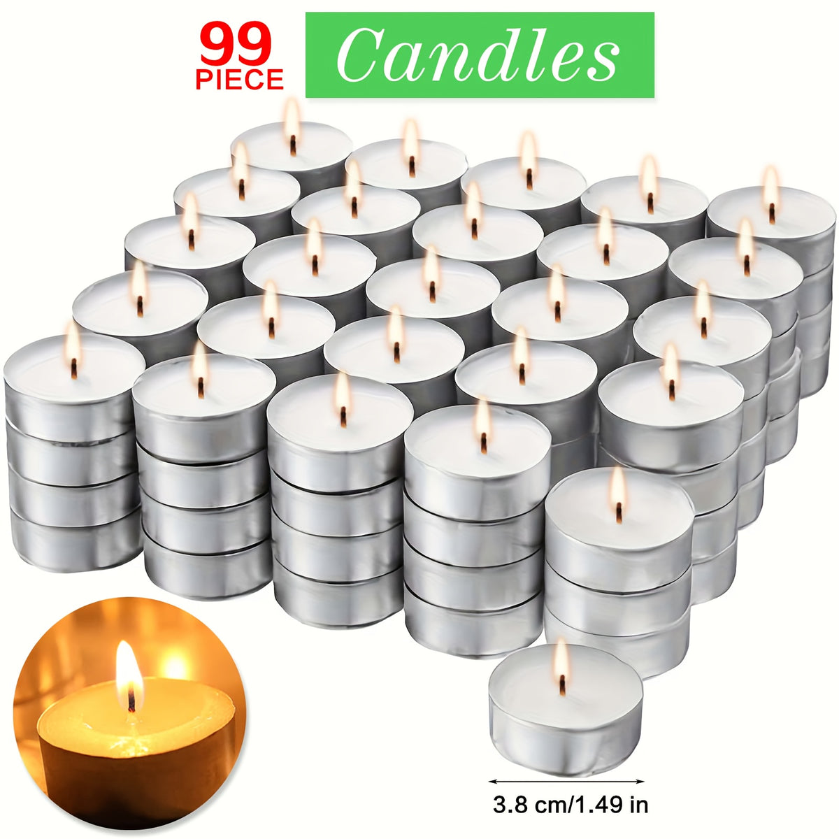 49/99pcs Unscented White Tea Wax Candles - Smokeless, Long-Lasting 2.5 Hour Burn Time for Weddings, Halloween, Christmas, Birthdays & More, Party Supplies, Home Decoration, Simple Decor, Timeless Style, Clean Burning, Holiday Shoppers, Gift Buyers
