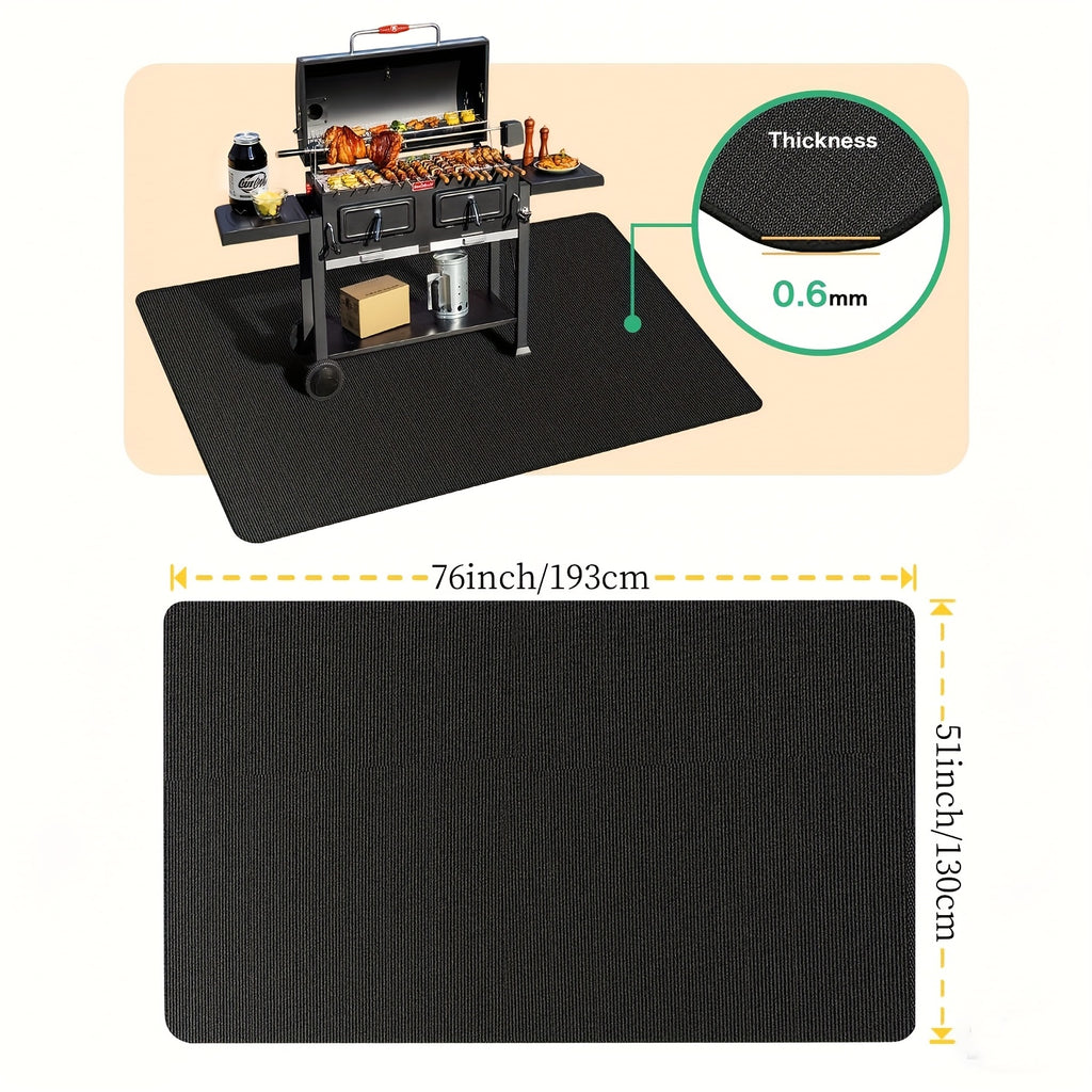 Large BBQ Grill Mat That Is Double-Sided, Fireproof, And Heat-Resistant, Suitable for Outdoor Grills, Fireplaces, Fire Pits, And Smokers. It Serves As a Waterproof And Oil-Proof Protector for Decks And Patios, And Is Easy to Clean