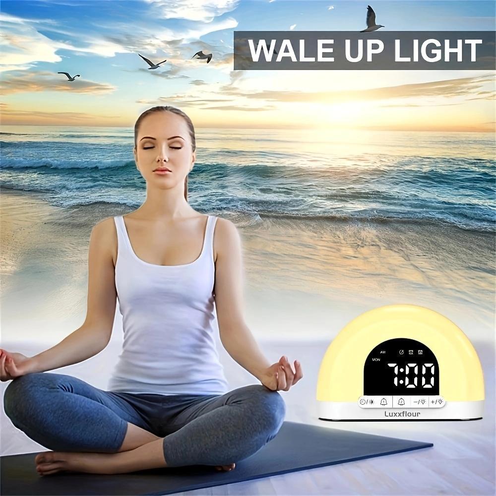 Luxxflour Sunrise Alarm Clock Light Atmosphere Lamp Dual Alarm Clock and Weekday Mode